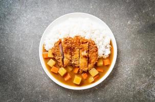 cotoletta di maiale fritta croccante con curry e riso foto