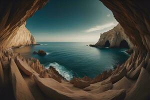 bellissimo paesaggio marino di il algarve costa. generativo ai foto