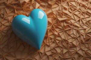 blu cuore su il sfondo di geometrico forme. generativo ai foto