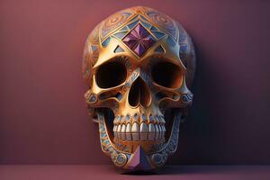 un' cranio su un' viola sfondo. Halloween concetto. generativo ai foto