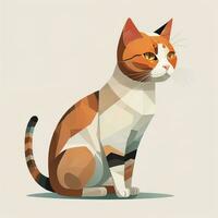 carino gatto seduta su il pavimento. vettore illustrazione nel retrò stile. ai generativo foto