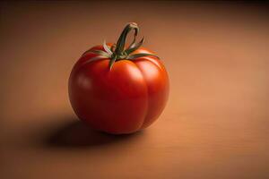 fresco pomodoro su un' di legno sfondo. ai generativo foto