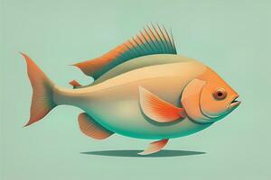 illustrazione di un' pesce su un' blu sfondo, vettore illustrazione. ai generativo foto