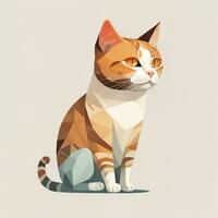 carino gatto seduta su il pavimento. vettore illustrazione nel retrò stile. ai generativo foto