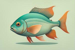 illustrazione di un' pesce su un' blu sfondo, vettore illustrazione. ai generativo foto