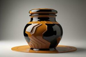 vaso di miele con solido colore sfondo. ai generativo foto