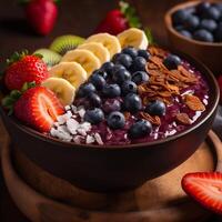 acai ciotola con frutta generativo ai foto