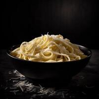 fettuccine Alfredo con parmigiano formaggio generativo ai foto