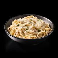 fettuccine Alfredo con parmigiano formaggio generativo ai foto