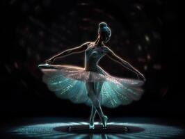 un' olografico ologramma di un' ballerina ballare, generativo ai foto