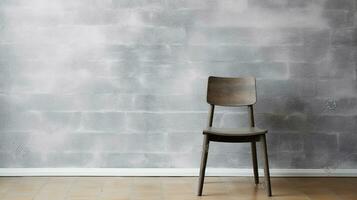 Abbracciare una persona vuoto spazio con un' soffitta stile sedia contro un' vuoto parete. generativo ai foto