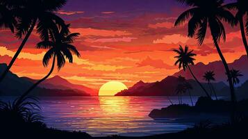 palma alberi staglia a tramonto nel il tropici foto