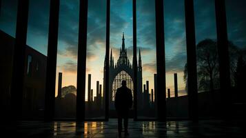 coventry Cattedrale delineato contro il cielo foto