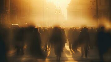 indistinguibile folla su il strada foto