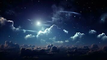 pieno luminosa Luna nel il notte cielo nuvole fornito di nasa foto