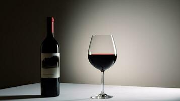 nero e bianca silhouette di un' vino bicchiere e bottiglia nel un' vicino su studio tiro foto