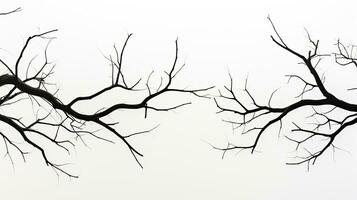 albero rami nel silhouette su un' bianca fondale foto
