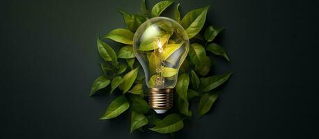 sostenibile lampadina fatto a partire dal le foglie sottolineando ecologico energia conservazione foto