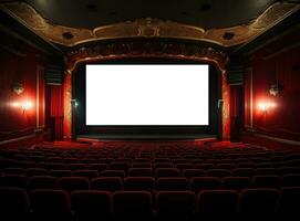grande cinema con vuoto schermo modello foto
