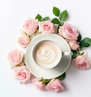 caffè tazza con Rose fiori foto