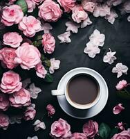 caffè tazza con Rose fiori foto