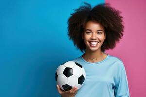 ragazza con calcio palla foto