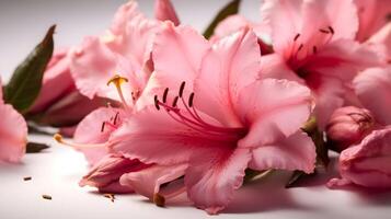 gruppo fiore di rosa ibisco rosa sinensis o lustrascarpe pianta posa isolato su bianca sfondo. ai generato foto