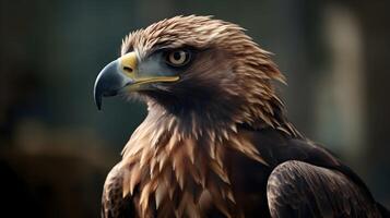 vicino su ritratto tiro di d'oro aquila Aquila chrysaetos con acuto sguardo. ai generato foto