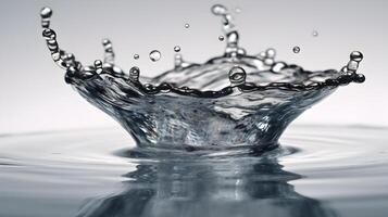 trasparente acqua liquido autunno e spruzzi a il calma acqua superficie. ai generato foto