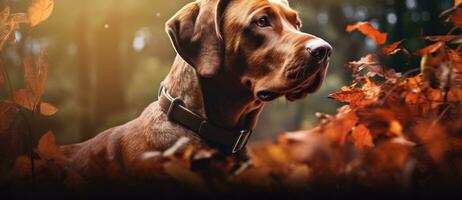 cane nel autunno le foglie sfondo foto