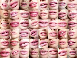un' collage di molti diverso rosa labbra - ai generato - generativo ai foto