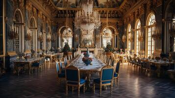 foto di il cenare camera a il palazzo di versaglia, Francia. generativo ai