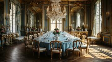 foto di il cenare camera a il palazzo di versaglia, Francia. generativo ai