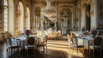 foto di il cenare camera a il palazzo di versaglia, Francia. generativo ai