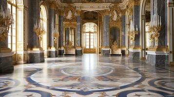 foto di il camera con il interno design di il palazzo di versaglia, Francia. generativo ai