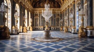 foto di il camera con il interno design di il palazzo di versaglia, Francia. generativo ai