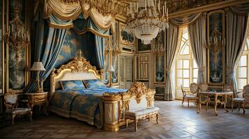 foto di il Camera da letto di il palazzo di versaglia, Francia. generativo ai