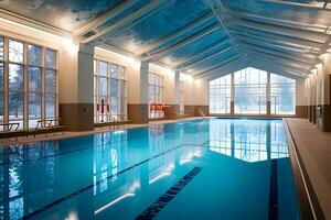 lussuoso interno nuoto piscina nel il giorno. ai generato foto