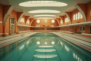 pubblico interno nuoto piscina nel creativo concetto. ai generato foto