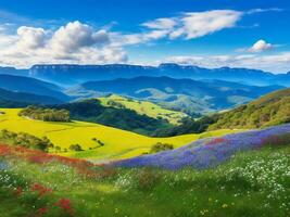 bellissimo fiori nel il montagne ai generato foto