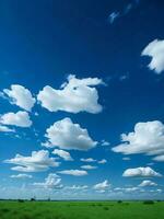 un' campo con alcuni nuvole nel il cielo ai generato foto
