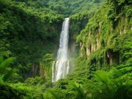 cascata nel il giungla ai generato foto