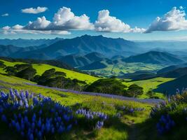 bellissimo fiori nel il montagne ai generato foto