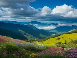 bellissimo fiori nel il montagne ai generato foto