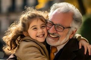 nonno e il suo nipote. concetto di nonno giorno, nonni giorno. ai generato foto