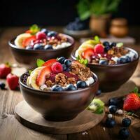 acai ciotole sormontato con frutta ai generato foto