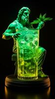 antico statua nel neon leggero con Caipirinha cocktail moderno concetto sfondo con un' copia spazio foto