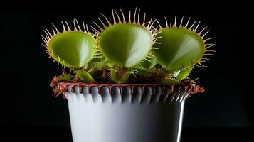 foto di Venere flytrap fiore nel pentola isolato su bianca sfondo. generativo ai