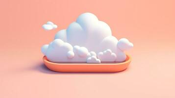 3d nube icona minimo stile, nube calcolo in linea servizio, digitale tecnologia sicurezza concetto, generativo ai illustrazione foto