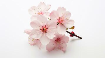 foto di bellissimo ciliegia fiorire fiore isolato su bianca sfondo. generativo ai